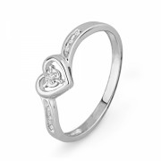 10KT White Gold Round Diamond Heart Promise Ring (0.04 cttw) - Rings - $99.00 