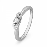 10KT White Gold Round Diamond Heart Promise Ring (1/10 cttw) - Rings - $132.00 