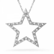 10KT White Gold Round Diamond Star Fashion Pendant (1/10 cttw) - Pendants - $92.00 