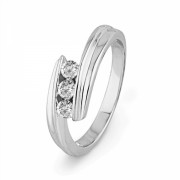 10KT White Gold Round Diamond Three Stone Bypass Ring (1/4 cttw) - Ringe - $292.00  ~ 250.79€