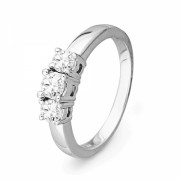 10KT White Gold Round Diamond Three Stone Ring (1/4 cttw) - Aneis - $269.00  ~ 231.04€