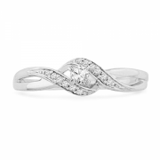 10KT White Gold Round Diamond Twisted Promise Ring (0.12 cttw) - Rings - $149.00 