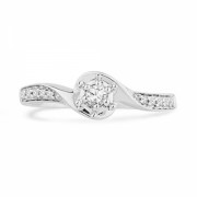 10KT White Gold Round Diamond Twisted Promise Ring (1/6 cttw) - Rings - $149.00 