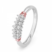 10KT White Gold With Pink Tab Round Diamond Fashion Band Ring (1/4 cttw) - Rings - $199.00 