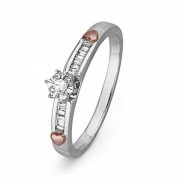 10KT White Gold with Pink Heart Baguette and Round Diamond Promise Ring (1/10 cttw) - Rings - $134.00 