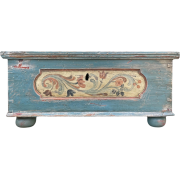 1850s Blue Italian Floral blanket chest - Furniture - 