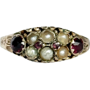 1880s gold pearl and ruby ring - Anelli - 