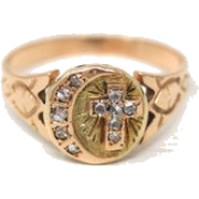 1890s moon and cross ring - Rings - 