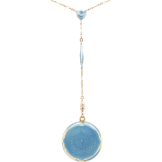 1900s Gold Enamel Necklace & Locket - Halsketten - 
