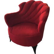 1960s Scallop Chair With Red Velvet - Muebles - 