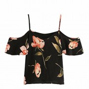 2018 Women Summer Printed Blouse Cold Shoulder Top by Topunder - Košulje - kratke - $2.19  ~ 1.88€