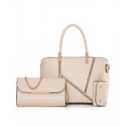 3 Pieces Womens Pu Leather Splicing Handbag Wellet Set Top-Handle Shoulder Bags Tote Purse - Bag - $29.99 