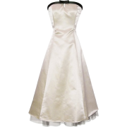 50's Strapless Satin Formal Bridesmaid Gown Holiday Prom Dress Ivory - Dresses - $54.99 