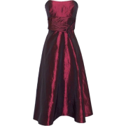 50's Strapless Taffeta Formal Gown Holiday Party Cocktail Dress Bridesmaid Prom Burgundy - Dresses - $49.99 