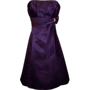 50's Style Satin Prom Dress With Bow Grape - Dresses - $68.99 