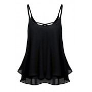 ACEVOG Women Sleeveless Strap Tank Top Chiffon Blouse Hollow Out Back Cami Vest - Camisas - $9.99  ~ 8.58€