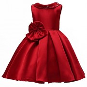 ADHS Kids Flower Girl Sleeveless Backless Bow Pure Color Princess Dresses - Kleider - $35.99  ~ 30.91€