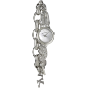 AK Anne Klein Women's  10-7605CHRM Swarovski Crystal Silver-Tone Charm Bracelet Watch - Watches - $52.00 