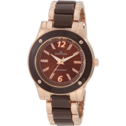 AK Anne Klein Women's 10/9180RGBN Rosegold-Tone Brown Resin Center Link Bracelet Watch - Watches - $75.00 