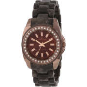 AK Anne Klein Women's 10/9669BMBN Swarovski Crystal Accented Brown Resin Rosegold-Tone Watch - Watches - $54.54 