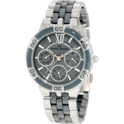 AK Anne Klein Women's 10/9699GMGY Silver-Tone Grey Ceramic Bracelet Multi-Function Watch - Watches - $156.38 