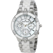 AK Anne Klein Women's 10/9699MPWT Silver-Tone White Ceramic Bracelet Multi-Function Watch - Watches - $157.50 