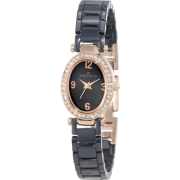 AK Anne Klein Women's 10/9704RGBL Swarovski Crystal Accented Oval Rosegold-Tone Blue Ceramic Bracelet Watch - Watches - $60.99 