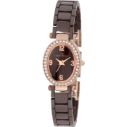 AK Anne Klein Women's 10/9704RGBN Swarovski Crystal Accented Brown Ceramic Rosegold-tone Watch - Watches - $87.07 