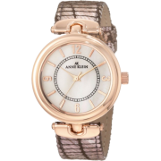 AK Anne Klein Women's 10/9836RGPK Leather Rosegold-Tone Brown Leather Strap Watch - Watches - $65.00 