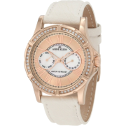 AK Anne Klein Women's 10/9848RGIV Swarovski Crystal Accented Rosegold-Tone Subdial Leather Strap Watch - Watches - $85.50 