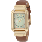 AK Anne Klein Women's 10/9874IMHY Square Gold-Tone Honey Brown Leather Strap Watch - Watches - $47.28 