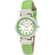 AK Anne Klein Women's 10/9887MPLG Leather Silver-Tone Easy-To-Read Green Leather Strap Watch - Watches - $55.00 