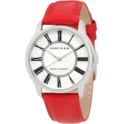 AK Anne Klein Women's 10/9905MPRD Leather Silver-Tone Red Leather Strap Watch - Watches - $55.00 