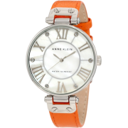 AK Anne Klein Women's 10/9919MPOR Leather Silver-Tone Orange Leather Strap Watch - Watches - $55.00 