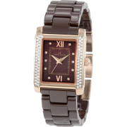 AK Anne Klein Women's 10/9922RGBN Swarovski Crystal Accented Rosegold-Tone Brown Ceramic Bracelet Watch - Watches - $195.00 