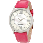 AK Anne Klein Women's 10/9925MPMA Leather Silver-Tone Magenta Patent Leather Strap Watch - Watches - $65.00 