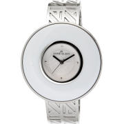 AK Anne Klein Women's 108603WTSV Silver-Tone and White AKAK Logo Bangle Watch - Watches - $69.50 