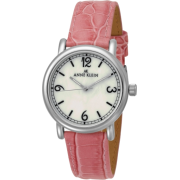 AK Anne Klein Women's 109003MPPK Round Silver-Tone Pink Leather Strap Watch - Watches - $54.99 