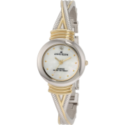 AK Anne Klein Women's 109069MPTT Diamond Accented Round Two-Tone  "X" Shaped Bangle Watch - Watches - $53.65 