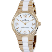 AK Anne Klein Women's 109118WTGB Swarovski Crystal Accented Gold-Tone Ceramic Dress Watch - Watches - $69.50 