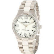 AK Anne Klein Women's 109119WTSV Swarovski Crystal Accented Silver-Tone Ceramic Dress Watch - Watches - $54.00 