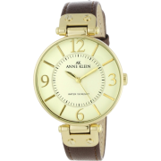 AK Anne Klein Women's 109168IVBN Gold-Tone Round Brown Leather Strap Watch - Watches - $39.35 