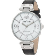 AK Anne Klein Women's 109169WTBK Silver-Tone Round black Leather Strap Watch - Watches - $53.89 