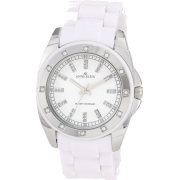 AK Anne Klein Women's 109179WTWT Silver-Tone Swarovski Crystal Accented White Plastic Watch - Watches - $41.01 