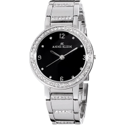 AK Anne Klein Women's 109233BKSV Swarovski Crystal Accented Silver-Tone Bracelet Watch - Watches - $75.00 