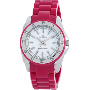 AK Anne Klein Women's 109379WTMA Swarovski Crystal Silver-Tone Magenta Plastic Bracelet Watch - Watches - $45.47 