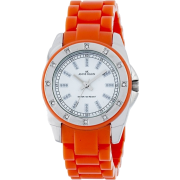 AK Anne Klein Women's 109379WTOR Swarovski Crystal Silver-Tone Orange Plastic Bracelet Watch - Watches - $31.48 