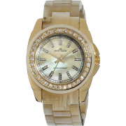 AK Anne Klein Women's 109380CMHN Swarovski Crystal Gold-Tone and Horn Plastic Bracelet Watch - Watches - $56.75 