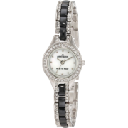 AK Anne Klein Women's 109397BKSV Ceramic Silver-Tone and Black Swarovski Crystal Accented Watch - Watches - $87.78 