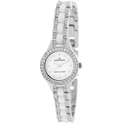 AK Anne Klein Women's 109397WTSV Ceramic Silver-Tone and White Swarovski Crystal Accented Watch - Watches - $79.24 